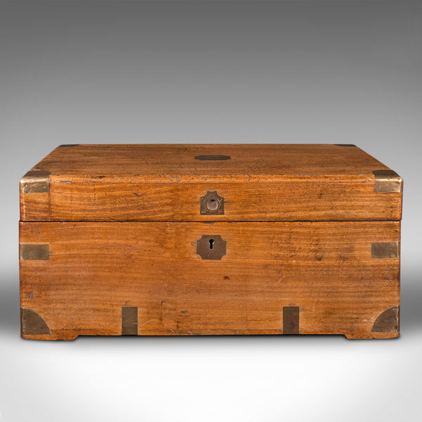 Antique Campaign Chest, English, Camphorwood Storage Box, Trunk, Victorian, 1850