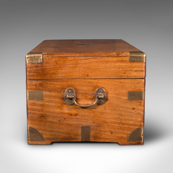 Antique Campaign Chest, English, Camphorwood Storage Box, Trunk, Victorian, 1850