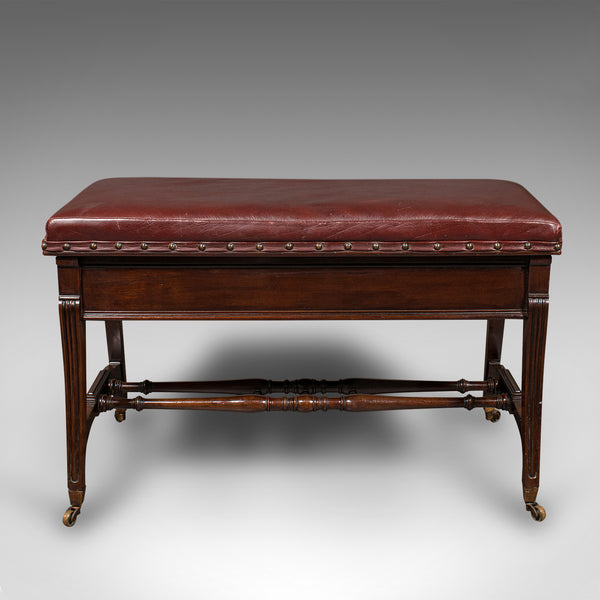 Antique Duet Music Stool, English, Recital Bench, Window Seat, Victorian, C.1870