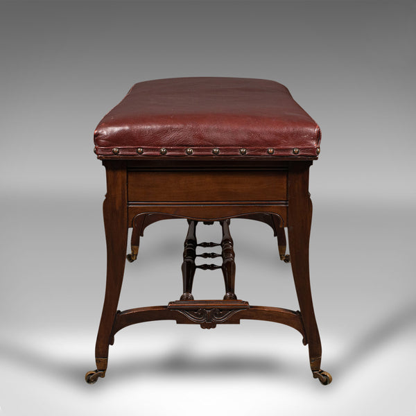 Antique Duet Music Stool, English, Recital Bench, Window Seat, Victorian, C.1870