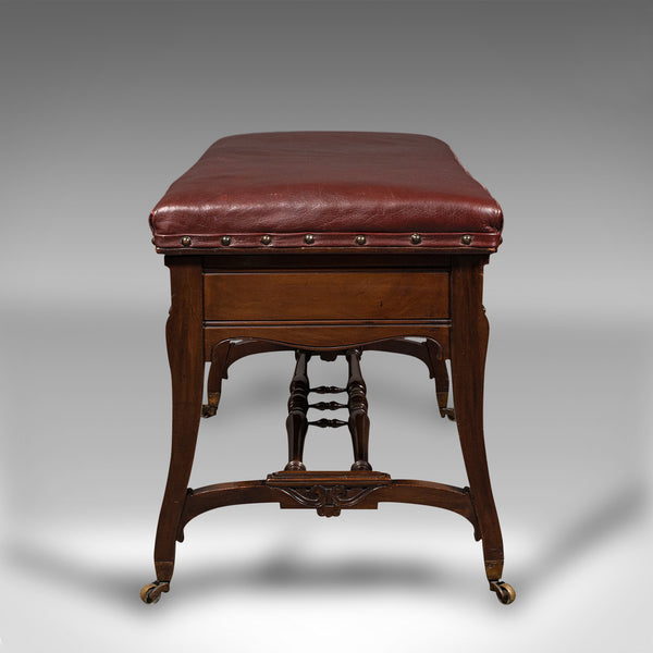 Antique Duet Music Stool, English, Recital Bench, Window Seat, Victorian, C.1870