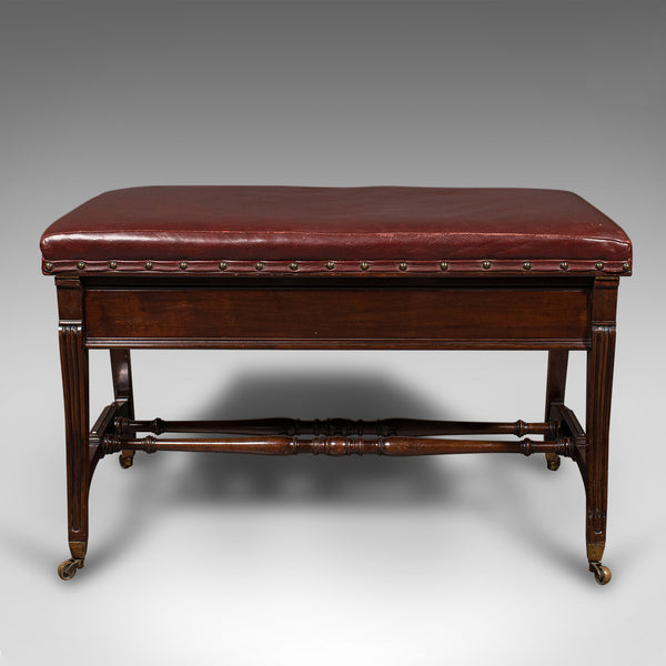 Antique Duet Music Stool, English, Recital Bench, Window Seat, Victorian, C.1870