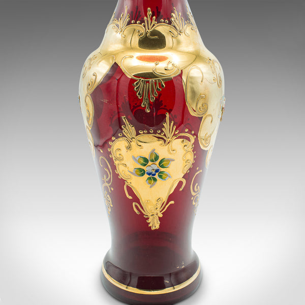 Vintage Venetian Show Vase, Italian Art Glass, Gilt, Decorative Flower Urn, 1970