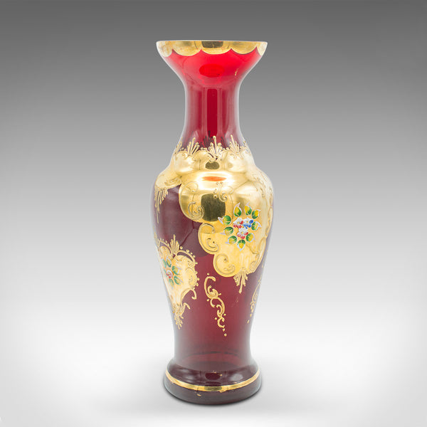 Vintage Venetian Show Vase, Italian Art Glass, Gilt, Decorative Flower Urn, 1970