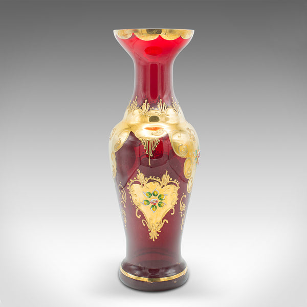 Vintage Venetian Show Vase, Italian Art Glass, Gilt, Decorative Flower Urn, 1970