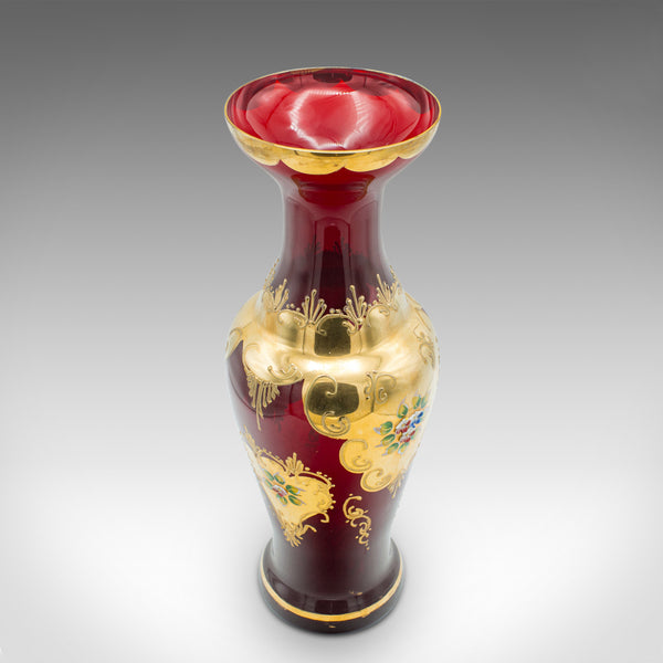 Vintage Venetian Show Vase, Italian Art Glass, Gilt, Decorative Flower Urn, 1970