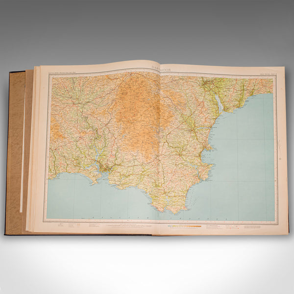 Large Vintage Half-Inch Map Folio, Great Britain, Cartography Atlas, Bartholomew