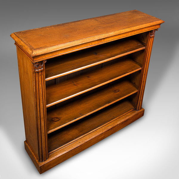 Antique Open Bookcase, Scottish, Oak, Adjustable Book Shelf Cabinet, Victorian
