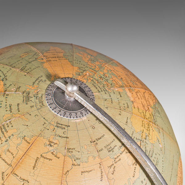 Vintage Table Globe, English, World Map, 13.5 Inch Diameter, Cartography, C.1960