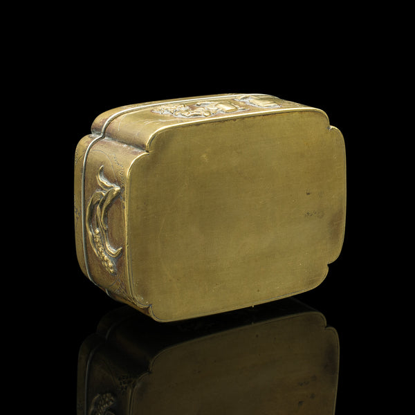 Small Antique Seamstress' Button Box, Japanese, Brass, Decorative, Victorian
