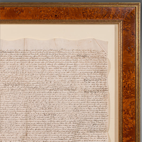 Antique Framed Indenture, English, Vellum, Document, 17th Century, Dated 1671