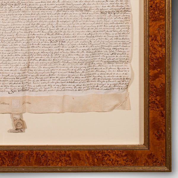 Antique Framed Indenture, English, Vellum, Document, 17th Century, Dated 1671