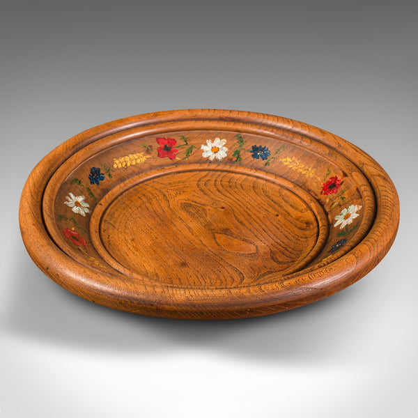 Vintage Summer Fruits Bowl, German, Elm, Handpainted, Turned Dish, Circa 1960