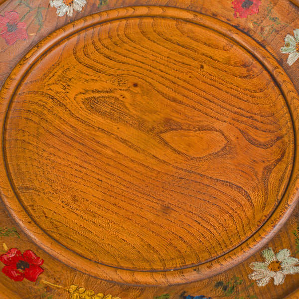 Vintage Summer Fruits Bowl, German, Elm, Handpainted, Turned Dish, Circa 1960