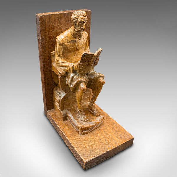 Pair Of Vintage Character Bookends, Spanish, Hand Carved, Book Rest, Don Quixote