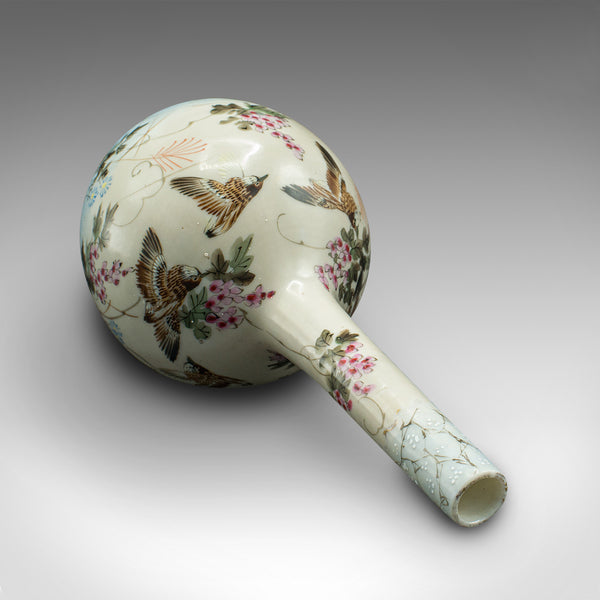 Pair Of Antique Single Stem Vases, Japanese, Ceramic, Meiji Period, Victorian