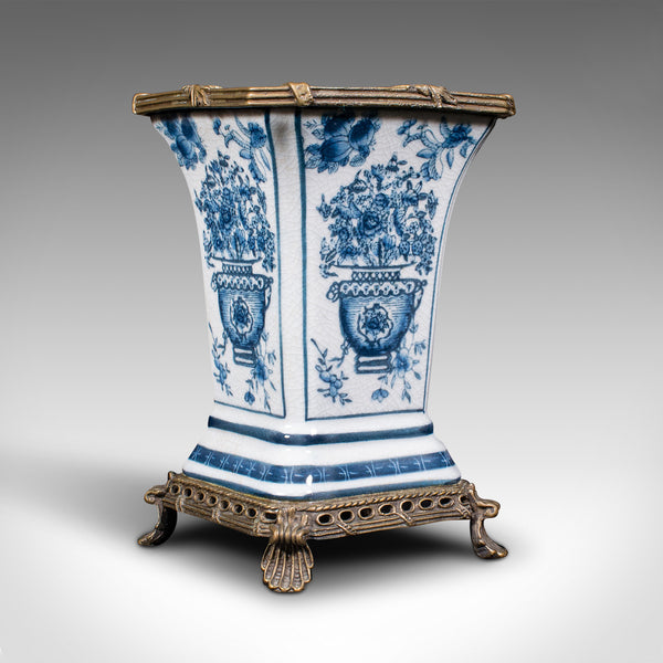 Pair Of Antique Flower Vases, Continental, Ceramic, Gilt, Decorative, Victorian