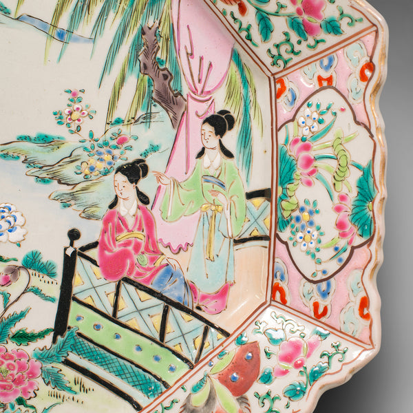 Antique Decorative Serving Plate, Japanese, Ceramic, Charger, Meiji, Victorian