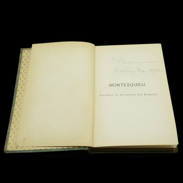 Antique Book Grandeur Des Romains, Montesquieu, French Language, Mid Victorian