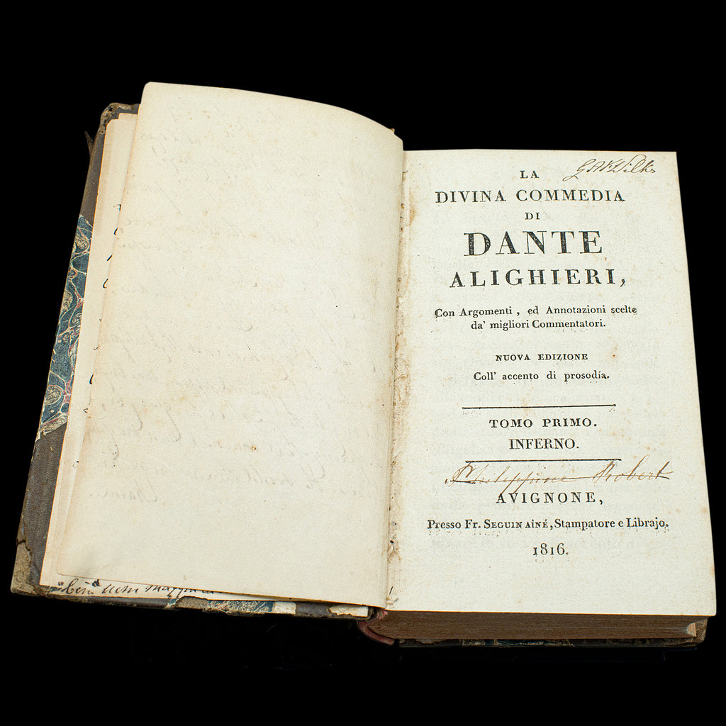 Antique Book Dante s Inferno Italian Language Divine Comedy Georgian 1816