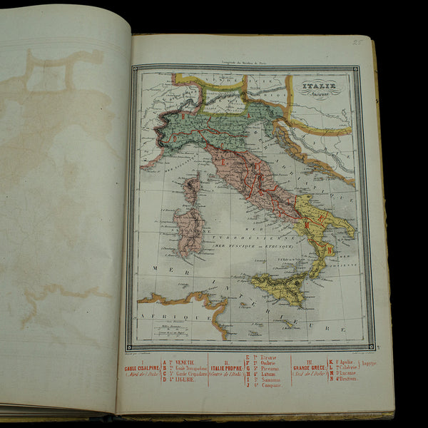 Antique World Atlas, French Language, Cartography, Reference Book, Victorian