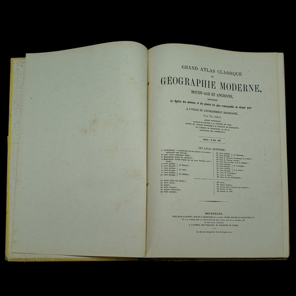 Antique World Atlas, French Language, Cartography, Reference Book, Victorian