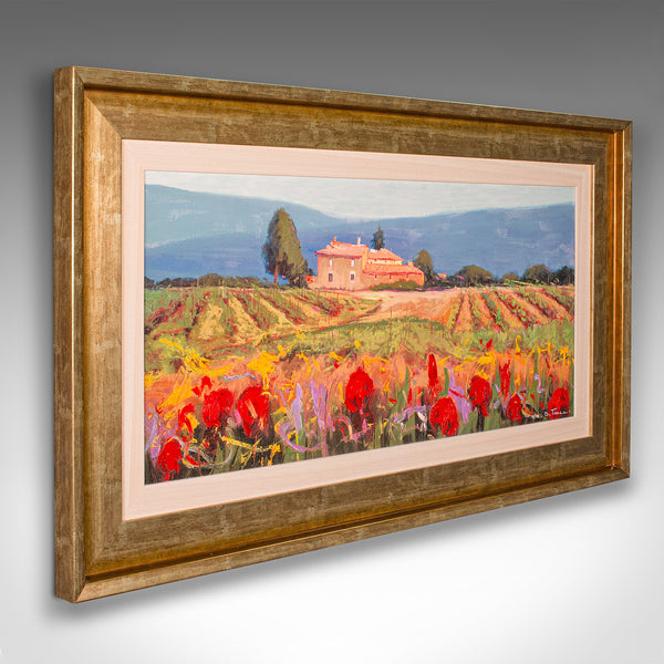 Large Vintage Tuscan Landscape, Italian, Framed Oil on Canvas, Artist Signed