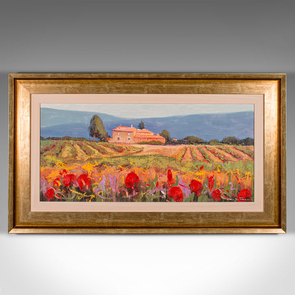 Large Vintage Tuscan Landscape, Italian, Framed Oil on Canvas, Artist Signed