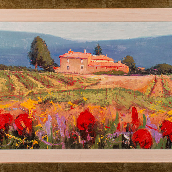 Large Vintage Tuscan Landscape, Italian, Framed Oil on Canvas, Artist Signed