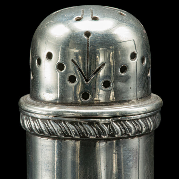 Antique Pepper Shaker, English, Sterling Silver, Edwardian, Hallmark, Dated 1908