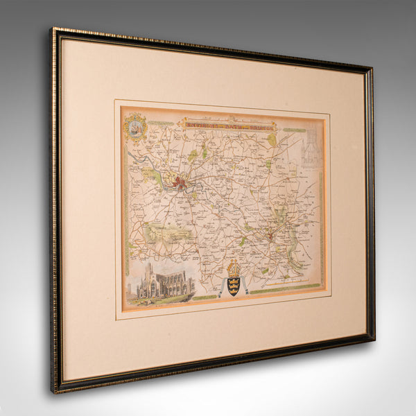 Antique Environs of Bath & Bristol Map, English, Framed Cartography, Victorian