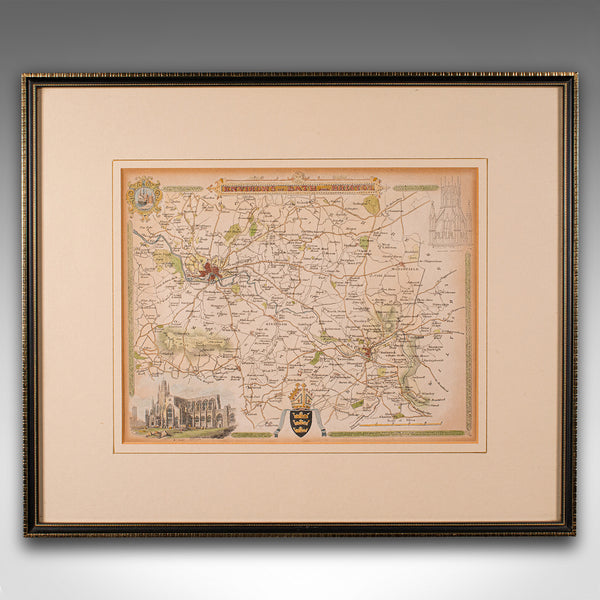 Antique Environs of Bath & Bristol Map, English, Framed Cartography, Victorian