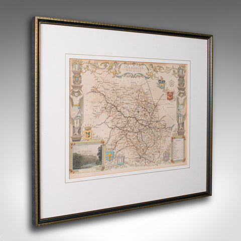 Antique West Yorkshire Map, English, Framed Lithography, Cartography, Victorian