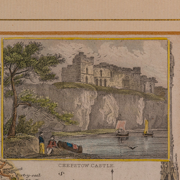 Antique Lithography Map, Monmouthshire, Framed, Welsh Cartography, Victorian