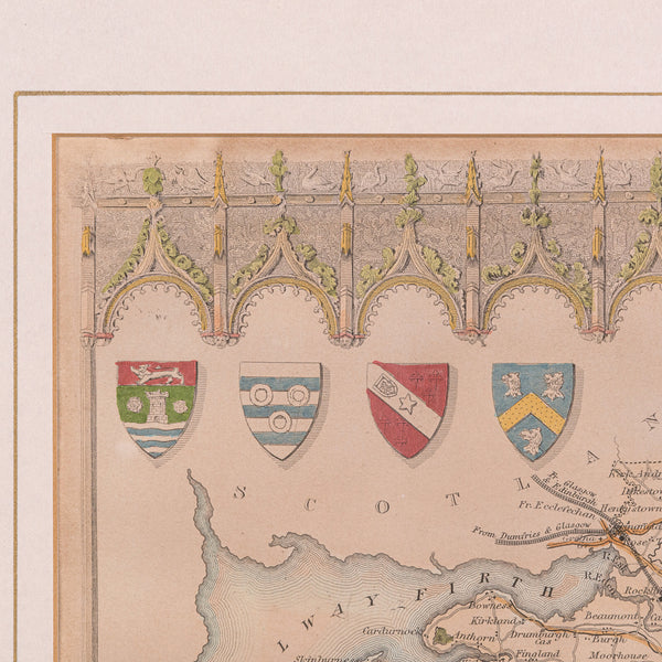 Antique Lithography Map, Cumberland, English, Framed, Cartography, Victorian