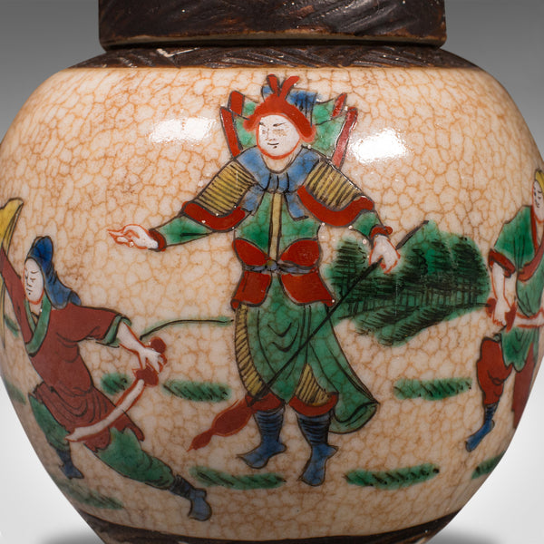 Small Antique Spice Jar, Japanese, Ceramic, Decorative Pot, Victorian, C.1900