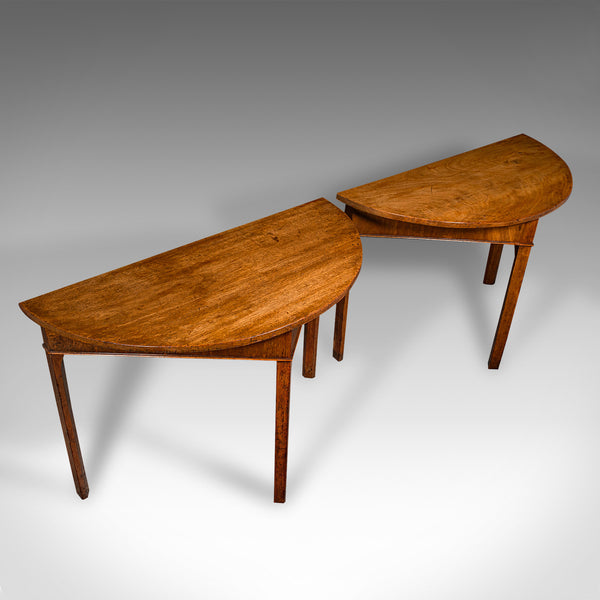 Pair Of Antique Demi-Lune Tables, English, Occasional, Side, Georgian, C.1780