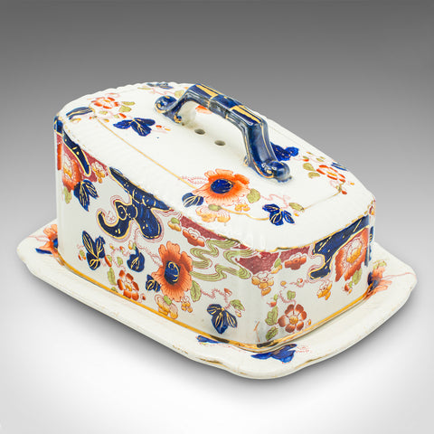 Antique Butter Dish, English, Ceramic Cheese Keeper, Country Kitchen, Circa 1920