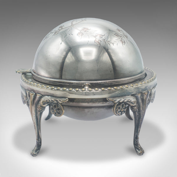 Antique Caviar Dome, English, Silver Plate, Glass, Serving Bowl, Edwardian, 1910