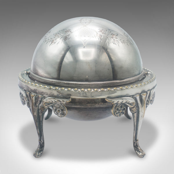 Antique Caviar Dome, English, Silver Plate, Glass, Serving Bowl, Edwardian, 1910