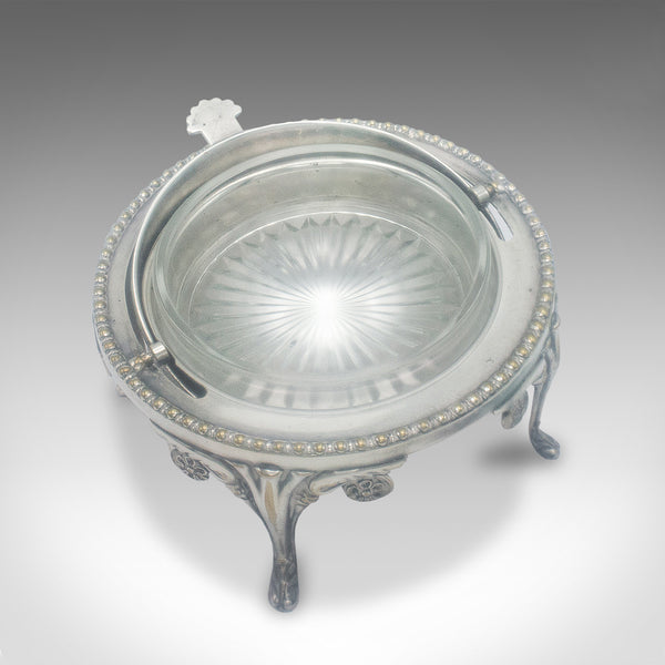 Antique Caviar Dome, English, Silver Plate, Glass, Serving Bowl, Edwardian, 1910