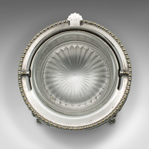 Antique Caviar Dome, English, Silver Plate, Glass, Serving Bowl, Edwardian, 1910