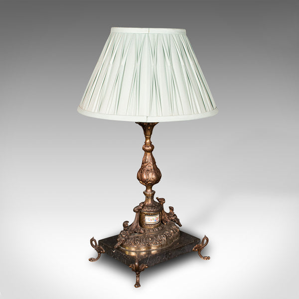 Antique Table Lamp, French, Gilt Metal, Marble, Side Light, Edwardian, C.1910
