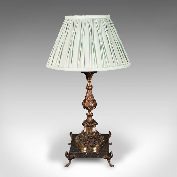 Antique Table Lamp, French, Gilt Metal, Marble, Side Light, Edwardian, C.1910