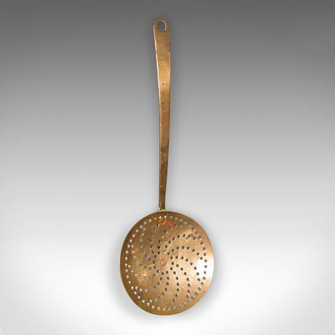 Antique Fireplace Warmer, English, Brass Chestnut Roasting Plate, Georgian, 1800