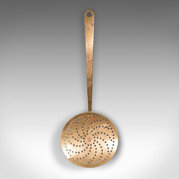 Antique Fireplace Warmer, English, Brass Chestnut Roasting Plate, Georgian, 1800