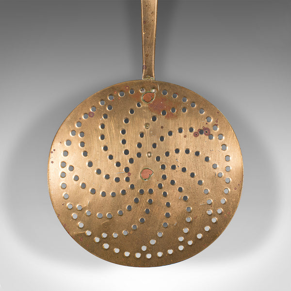 Antique Fireplace Warmer, English, Brass Chestnut Roasting Plate, Georgian, 1800