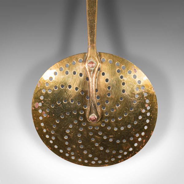 Antique Fireplace Warmer, English, Brass Chestnut Roasting Plate, Georgian, 1800