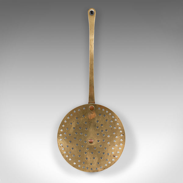 Antique Chestnut Warmer, English, Brass, Fireside Roasting Plate, Georgian, 1790