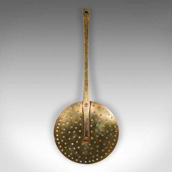 Antique Chestnut Warmer, English, Brass, Fireside Roasting Plate, Georgian, 1790